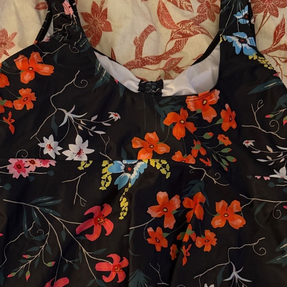 Amazon Women's Floral Swim Camisole - Black Multicolor - Picture 3 of 4